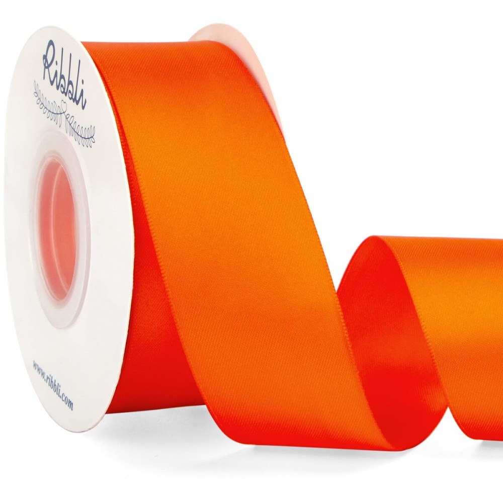 Ribbli Torrid Orange Double Faced Satin Ribbon,1-1/2 x Continuous 25 Yards,Use for Bows Bouquet,Gift Wrapping,Wedding Decoration