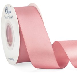 Ribbli Rose Gold Double Faced Satin Ribbon,1-1/2 x Continuous 25 Yards,Use for Bows Bouquet,Gift Wrapping,Wedding Decoration