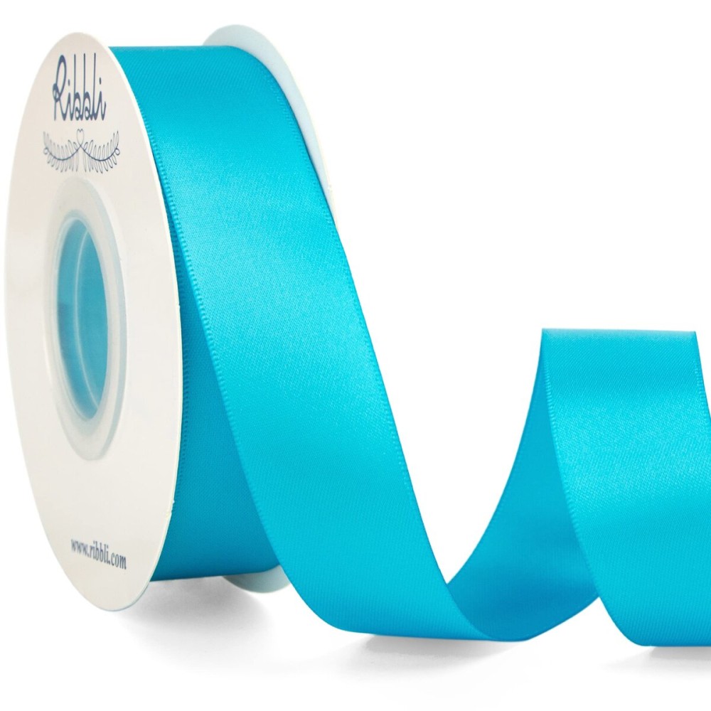 Ribbli Turquoise Blue Double Faced Satin Ribbon,1 x Continuous 25 Yards,Use for Bows Bouquet,Gift Wrapping,Wedding Decoration
