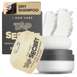 I DEW CARE Tap Secret Dry Shampoo Powder with Biotin - Tap Secret Original | Strengthening & Volumizing, Refillable, Travel size, Non-aerosol, Brunette, Korean Ginseng, Stocking Stuffers, 0.24 Oz