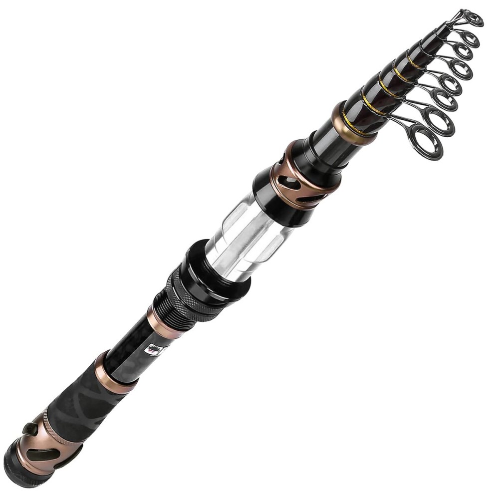 PLUSINNO Fishing Rod and Reel Combos, Toray 24-Ton Carbon Matrix Telescopic Fishing Rod, 12 +1 Shielded Bearings Stainless Steel BB Spinning Reel