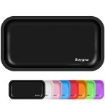 roygra Rolling Tray, Large Metal Tray, Cigarette Pre Roll Smoking Accessories, Portable Matte Rolling Trays for Smokers, Home Table Decor, Patio Decorations, 10.6 x 6.3 inch - Black