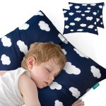 Biloban Toddler Pillow for Sleeping, Kid Pillow 14 x 19 for Small Travel Bed, Nap Pillows, Soft & Skin-Friendly Small Pillows for Sleeping, Toddler Use Only, Age 2 to 5 (Navy Cloud)