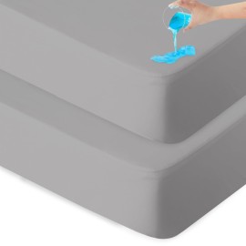 Waterproof Bassinet Sheets Fit for Halo, Dream on Me, Ingenuity, Fisher Price, Delta, Graco and Other Oval Bassinet Mattress, 2 Pack, Ultra Soft Microfiber Sheets, Grey