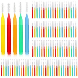 Patelai 100 Pieces Braces Brush for Cleaner Interdental Brush Toothpick Dental Tooth Flossing Head Oral Dental Hygiene Flosser Toothpick Cleaners Tooth Tool(Delicate Colors,Plenty Sizes)