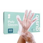 GUSTO [500 Count Disposable Poly Gloves for Food Prep, Cooking & Food Service - Clear Plastic, Latex & Powder Free, One Size (Formerly Comfy Package)
