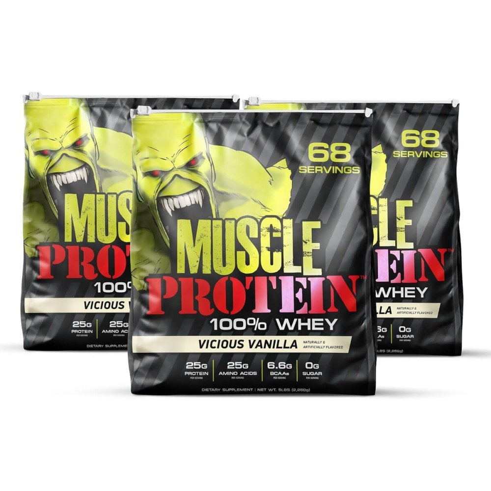 COLOSSAL LABS Muscle Whey Protein Flavored Protein Powder, 25,000mg Amino Acids/Serving, Cold Filtered(Packaging May Vary) (15 Pound (Pack of 3), Vanilla)