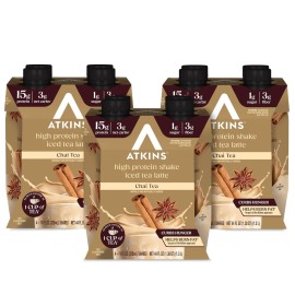 Chai Tea Latte Flavored Protein Shake, High Protein Shake, Low Glycemic, Low Carb, Low Sugar, Keto Friendly, Gluten Free, 12 count (3 sets of 4)