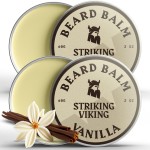 Striking Viking Beard Balm for Men - 2 oz, Pack of 2, Vanilla - Leave in Beard Conditioner - Deep Conditioning, Hydrating Formula with Jojoba Oil & Argan Oil - Flexible Natural Hold for Beard Styling