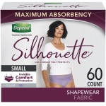 Depend Silhouette Adult Incontinence and Postpartum Underwear for Women, Small, Maximum Absorbency, Purple, 60 Count, Packaging May Vary
