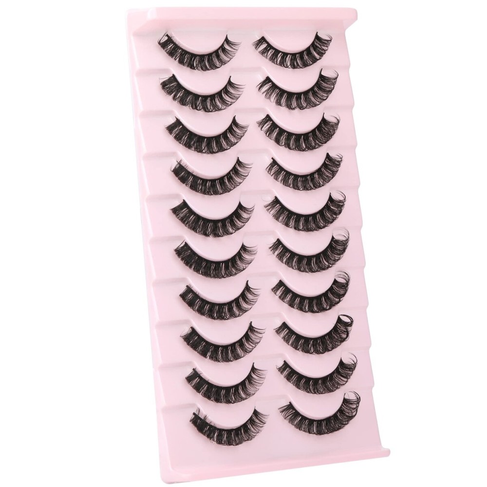 wiwoseo False Eyelashes Russian Strip Lashes Natural Look Lashes Wispy Volume Russian Lashes 3D Effect Fake Eyelashes 10 Pairs Pack