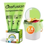 GreFusion 2.6 Gallon Compostable Trash Bags, 100 Count, Extra Thick 0.71 Mil, Certified by BPI and ASTM D6400, Perfect Fit for Small Trash Cans