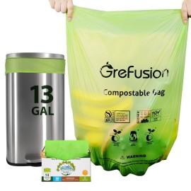 Compostable Bags,Trash bags 13+ gallon tall kitchen, Compostable Trash Lawn & Leaf Yard Waste Bags,Kitchen Compost Trash Bin Compatible,Extra Thick1.01 Mills,Certified by BPI and OK Compost(50count)