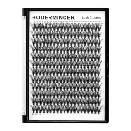 Bodermincer Black Cluster Lashes 240pcs 20D/40D DIY Eyelash Extension D Curl Long Individual Lashes Mixed Tray Faux Mink Lash Clusters Extensions 8-22mm (20D-19mm)