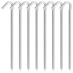 OK5STAR Metal Tent Stakes Heavy Duty 9 Inch, 8 Pack Anti-Rust Galvanized Steel Camping Tarp Stakes, Ground Stakes Yard Stakes Canopy Anchors for Inflatables, Outdoor Decorations