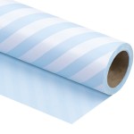 WRAPAHOLIC 30 Inch Reversible Baby Blue Wrapping Paper - Baby Blue and Stripes Wrapping Paper for Birthday, Holiday, Wedding, Baby Shower - 30 inch x 33 feet