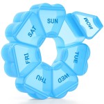 Large Weekly Pill Organizer, Pill Box 7 Day, KAPENS Daily Vitamin Case Large Capacity Compartments, Pill Containers for Fish Oil Medicine Supplements, Blue