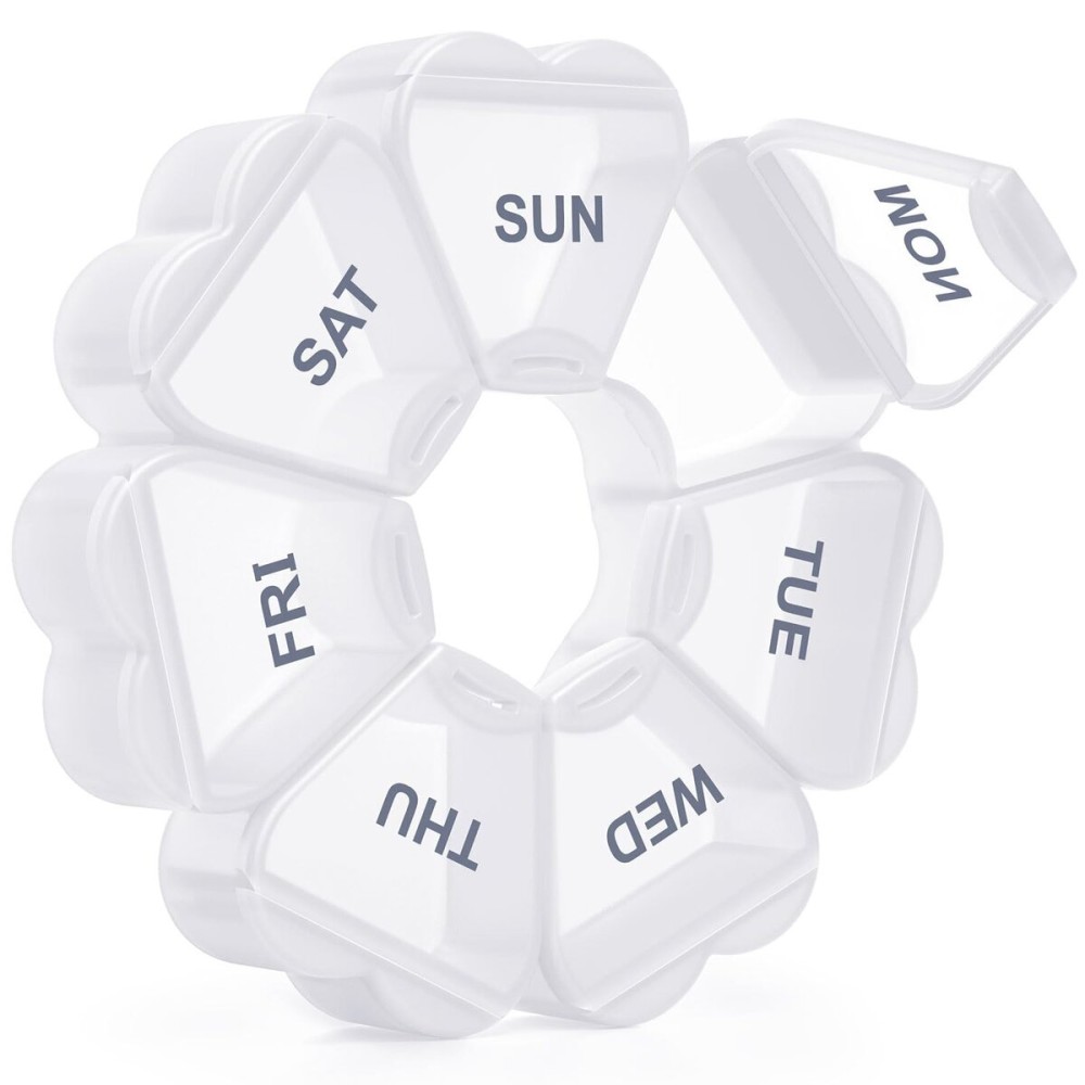 Large Weekly Pill Organizer, Pill Box 7 Day, KAPENS Daily Vitamin Case Large Capacity Compartments, Pill Containers for Fish Oil Medicine Supplements, White