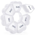 Large Weekly Pill Organizer, Pill Box 7 Day, KAPENS Daily Vitamin Case Large Capacity Compartments, Pill Containers for Fish Oil Medicine Supplements, White