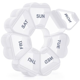 Large Weekly Pill Organizer, Pill Box 7 Day, KAPENS Daily Vitamin Case Large Capacity Compartments, Pill Containers for Fish Oil Medicine Supplements, White