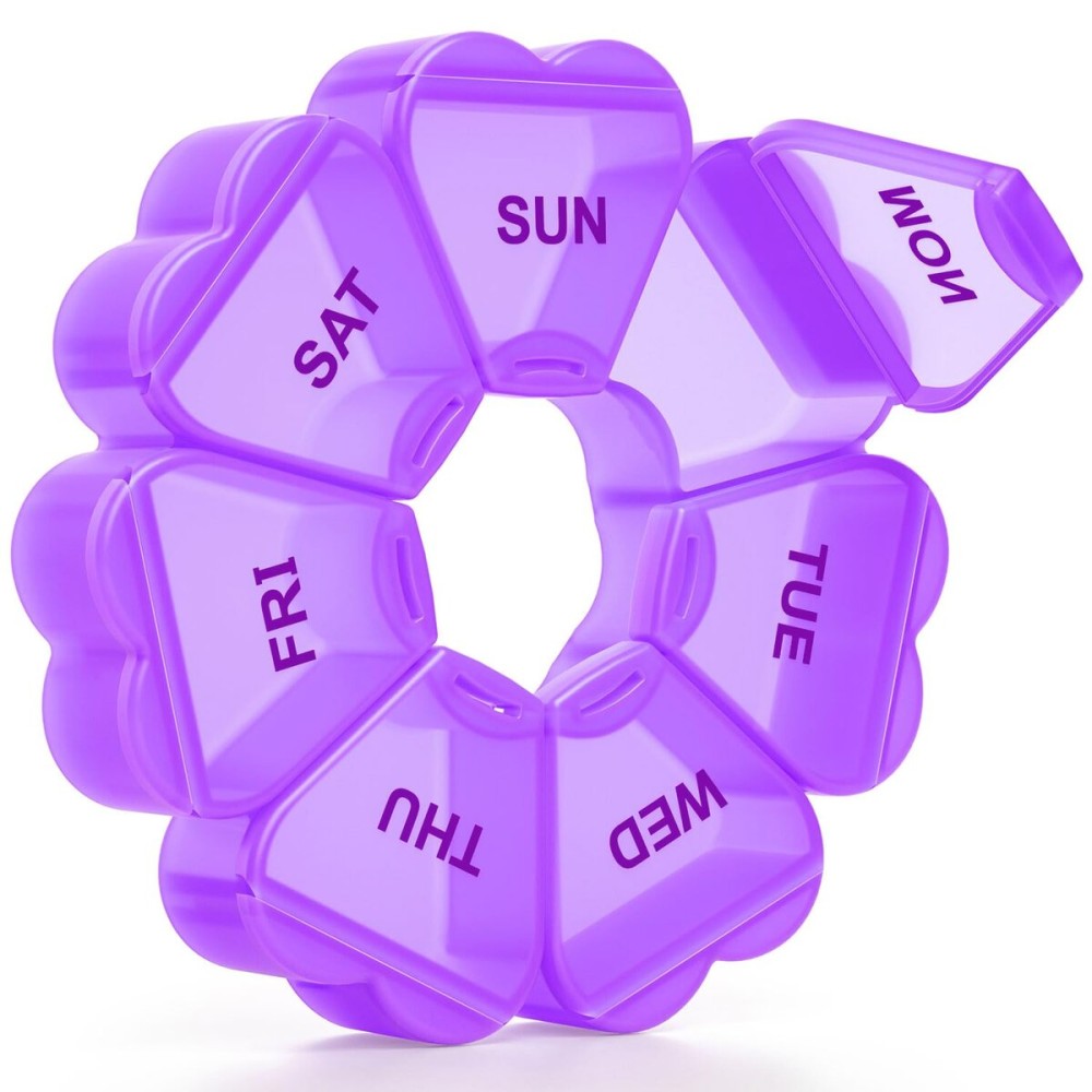 Large Weekly Pill Organizer, Pill Box 7 Day, KAPENS Daily Vitamin Case Large Capacity Compartments, Pill Containers for Fish Oil Medicine Supplements, Purple