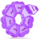 Large Weekly Pill Organizer, Pill Box 7 Day, KAPENS Daily Vitamin Case Large Capacity Compartments, Pill Containers for Fish Oil Medicine Supplements, Purple