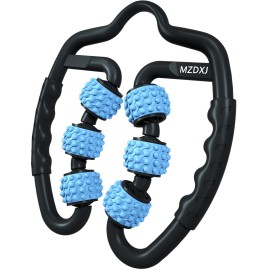 MZDXJ Cellulite Massage Tool Muscle Roller - Deep Fascia Massager & Dimpled Skin Remover for Legs, Thighs & Buttocks - Anti-Cellulite Roller, Smooth Skin, Pain Reliefs(Black Blue - 6 Wheel)