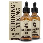 Striking Viking Beard Oil for Men - 2 Fl Oz, Pack of 2, Vanilla Scent - Naturally Derived Conditioner with Almond, Tea Tree, Argan & Jojoba Oil for Beard Growth, Softening & Moisturizing