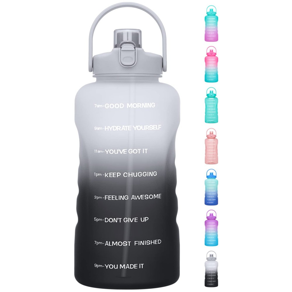 HydroPal 1 Gallon Water Bottles with Straw, 128 oz Water Bottle BPA Free Innovative 2-IN-1 Lid Gym Bottle with Times to Drink Motivational, Large for Sports Fitness Camping Water Jug 13.8X5.5 inch