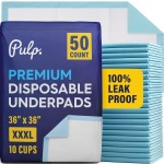 50 x PULP Incontinence Underpads 36 x 36 | XXXL Bed Pads Disposable Adult | Super Absorbency Chux Pads for Adults, Children & Babies | Incontinence Bed Pads & Pee Pads | FSA & HSA Eligible