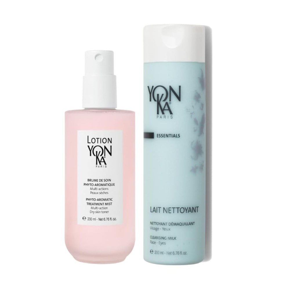 Yon-Ka Lait Nettoyant Cleanser and Lotion PS Toner Set | Gentle Milk Cleanser & Makeup Remover | Toner for Dry or Sensitive Skin | 2 x 6.76 fl oz