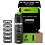 Gillette Labs with Exfoliating Bar Razor Refills for Men , 6 Razor Blade Refills and 7oz Rapid Foaming Shave Gel