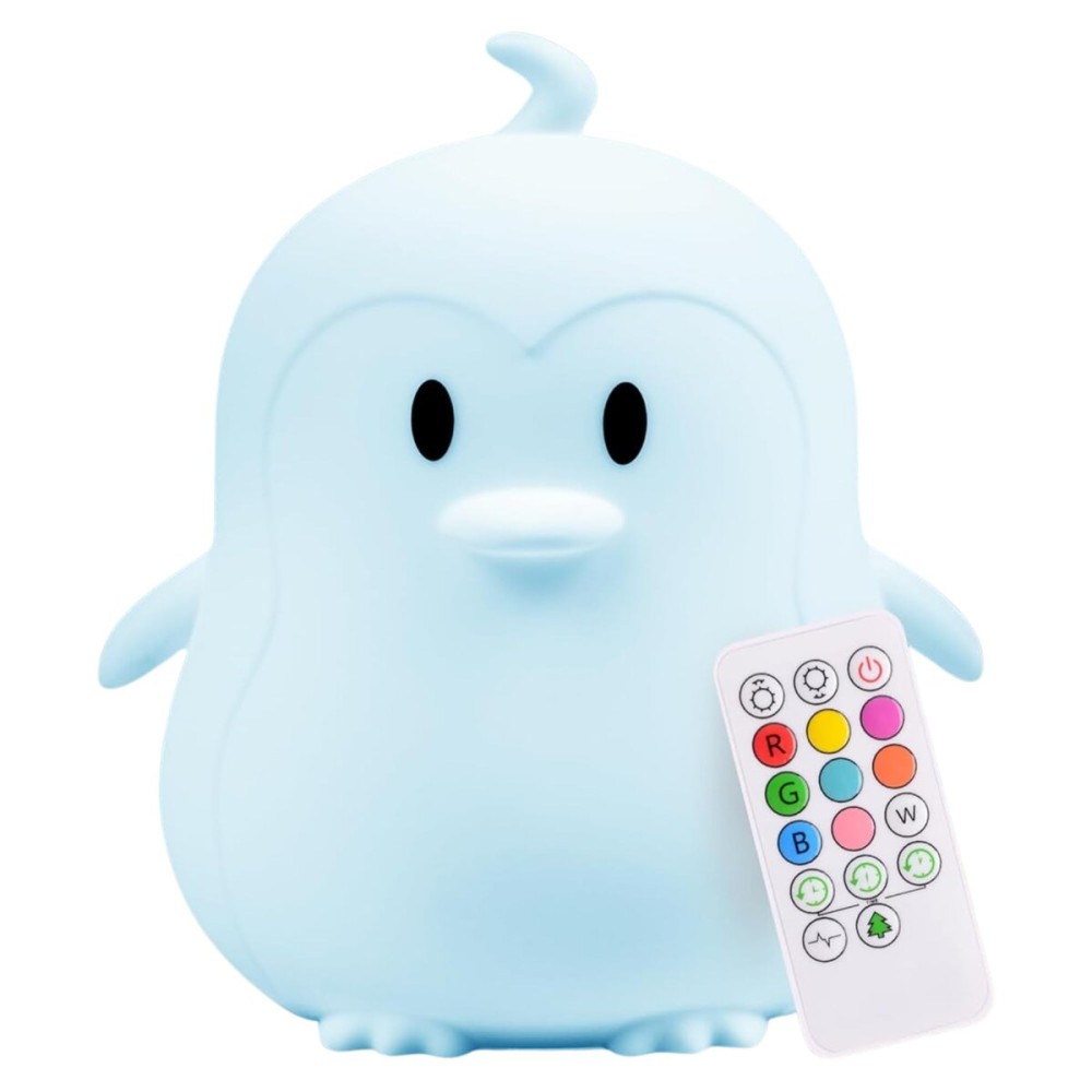 Lumipets Remote Control Silicone Night Light for Kids - Penguin Design with 9 Soft Colors & Sleep Timer - Rechargeable, Battery-Operated Lamp for Bedroom | Baby Nursery, Toddler, Girls, Boys