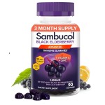 Sambucol Elderberry Gummies for Adults with Vitamin C; Zinc; Sambucus Elderberry Gummies for Immune Support with High Antioxidants; Gluten Free; Vegan; 1 Gummy Per Serving; 90 Count (90 Day Supply)