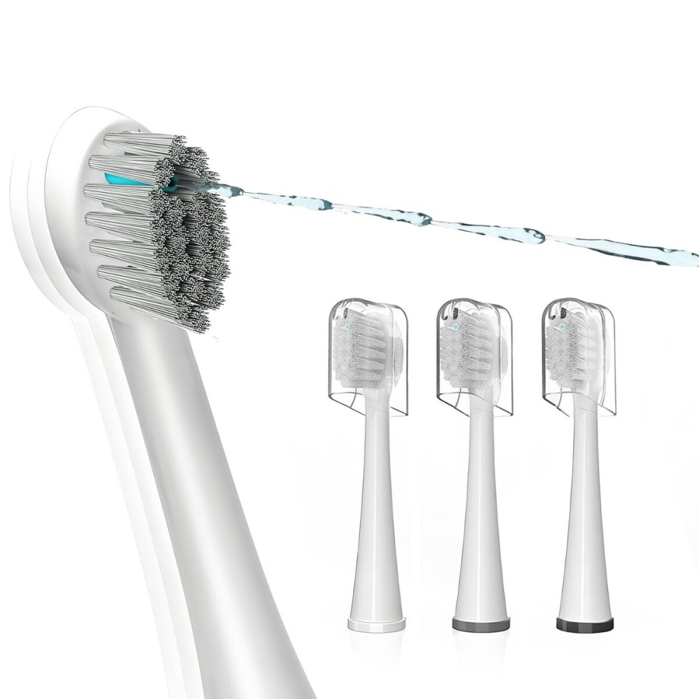 Replacement Brush Heads for Waterpik Sonic Fusion 2.0 - Flossing Toothbrush Head for Water pik with Color-Coded Rings & Hygienic Caps - 3 Pack White Soft Bristles - Compact Size