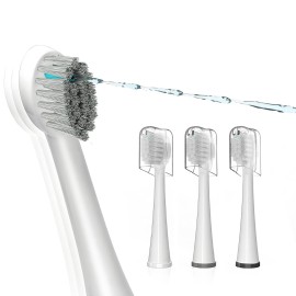 Replacement Brush Heads for Waterpik Sonic Fusion 2.0 - Flossing Toothbrush Head for Water pik with Color-Coded Rings & Hygienic Caps - 3 Pack White Soft Bristles - Compact Size