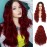 Swiking Ombre Red Long Curly Wigs for Women Wavy Black and Red Wig Natural Synthetic Hair Wig for Cospaly Halloween