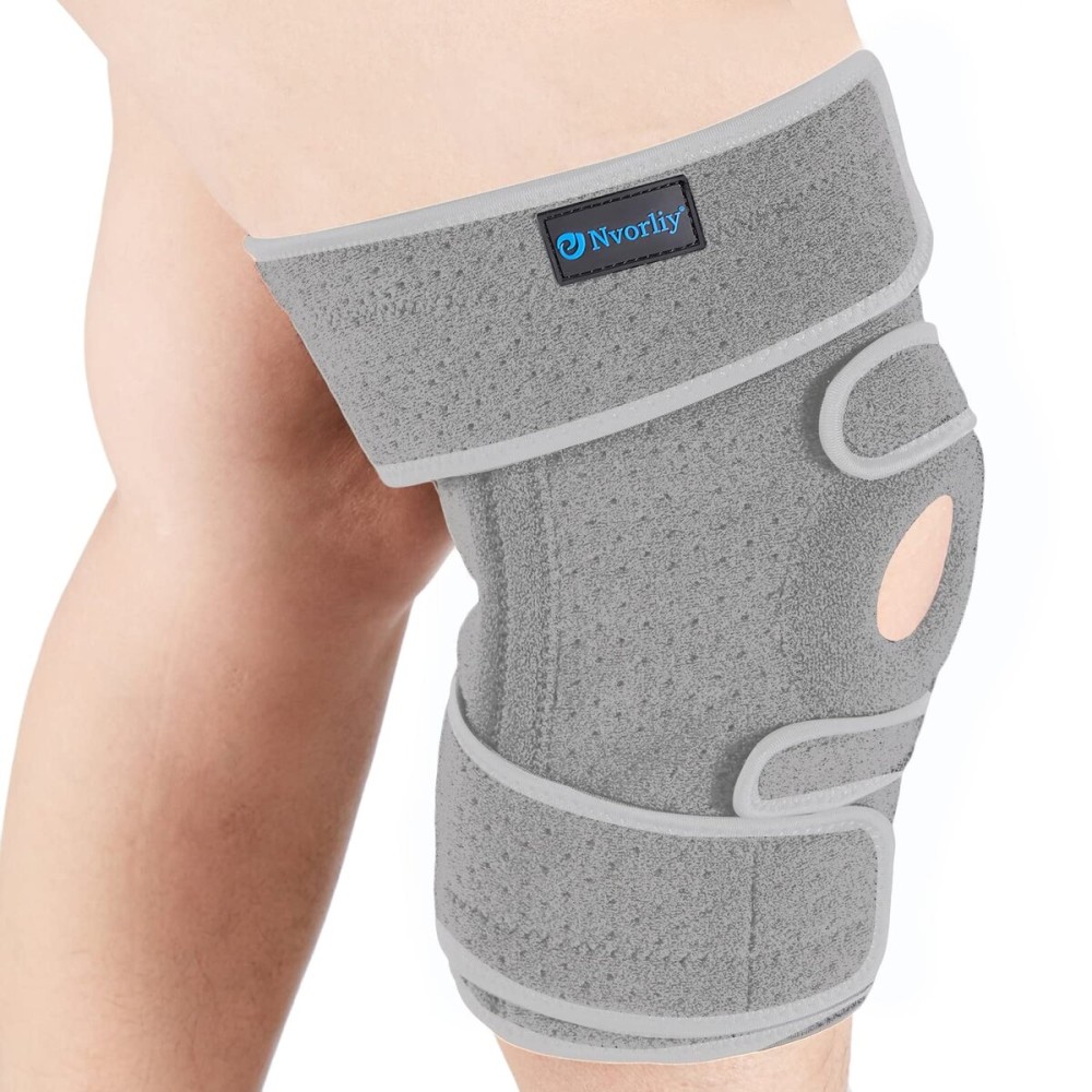 Nvorliy Knee Brace for Women Plus Size for Knee Pain (XL-8XL) - Extra Large Knee Brace with Side Stabilizers for Arthritis, Meniscus Tear, Knee Pain Relief, ACL, LCL, MCL (XL/2XL, Grey)