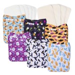 Babygoal Halloween Cloth Diapers 6 Pack with 10 Inserts, Baby Reusable Adjustable Washable One Size Pocket Nappy Covers 6FN35