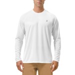 Roadbox Mens UPF 50+ UV Sun Protection Shirts Outdoor Long Sleeve SPF Diving Rash Guard for Fishing Hiking Swimming White