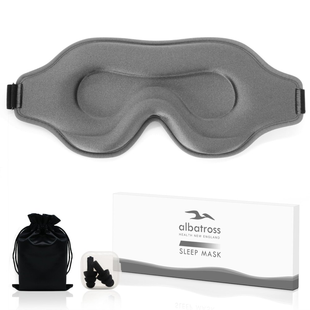 Sleep Eye Mask for Men Women, Lash Extensions 3D Sleeping Mask, Travel Blackout Night Blindfold Eye Shade Cover with Adjustable Strap (Grey-3D)
