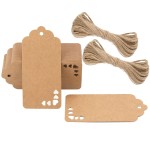 G2PLUS Kraft Paper Hollow Heart Gift Tags,100 PCS Brown Paper Heart Shape Blank Hang Tags with Twine for Party Favors, Baby Shower Favors, Wedding,Thanksgiving,Valentine\'s Day, and Crafts Decoration