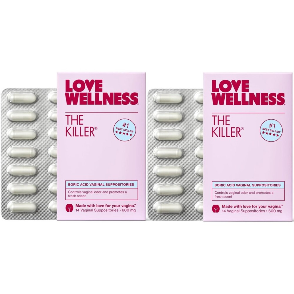 Love Wellness The Killer | Boric Acid Vaginal Suppositories | Balances pH & Supports Odor Control, a Healthy Vaginal Balance and Environment | Fast-Acting & Fragrance-Free | Gentle & Effective | 28 Ct