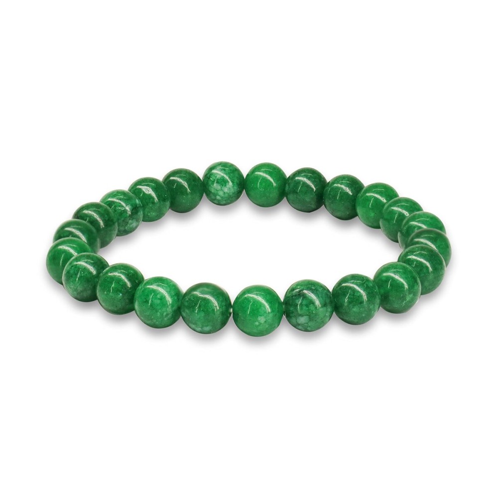 Crystal Vibe Green Jade Bracelet - Healing Crystal Wealth Bracelet - Jade Beaded Bracelet for Women Men - Bring Good Luck Prosperity and Emotional Balance - Adjustable Size