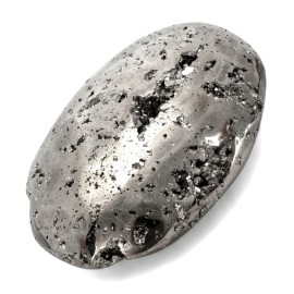 KALIFANO Pyrite Palm Stone - High Energy Iron Piedra Pirita from Spain with Healing Properties (Information Card) Fools Gold Rock Reiki Crystal Used for Increased Willpower and Manifestation