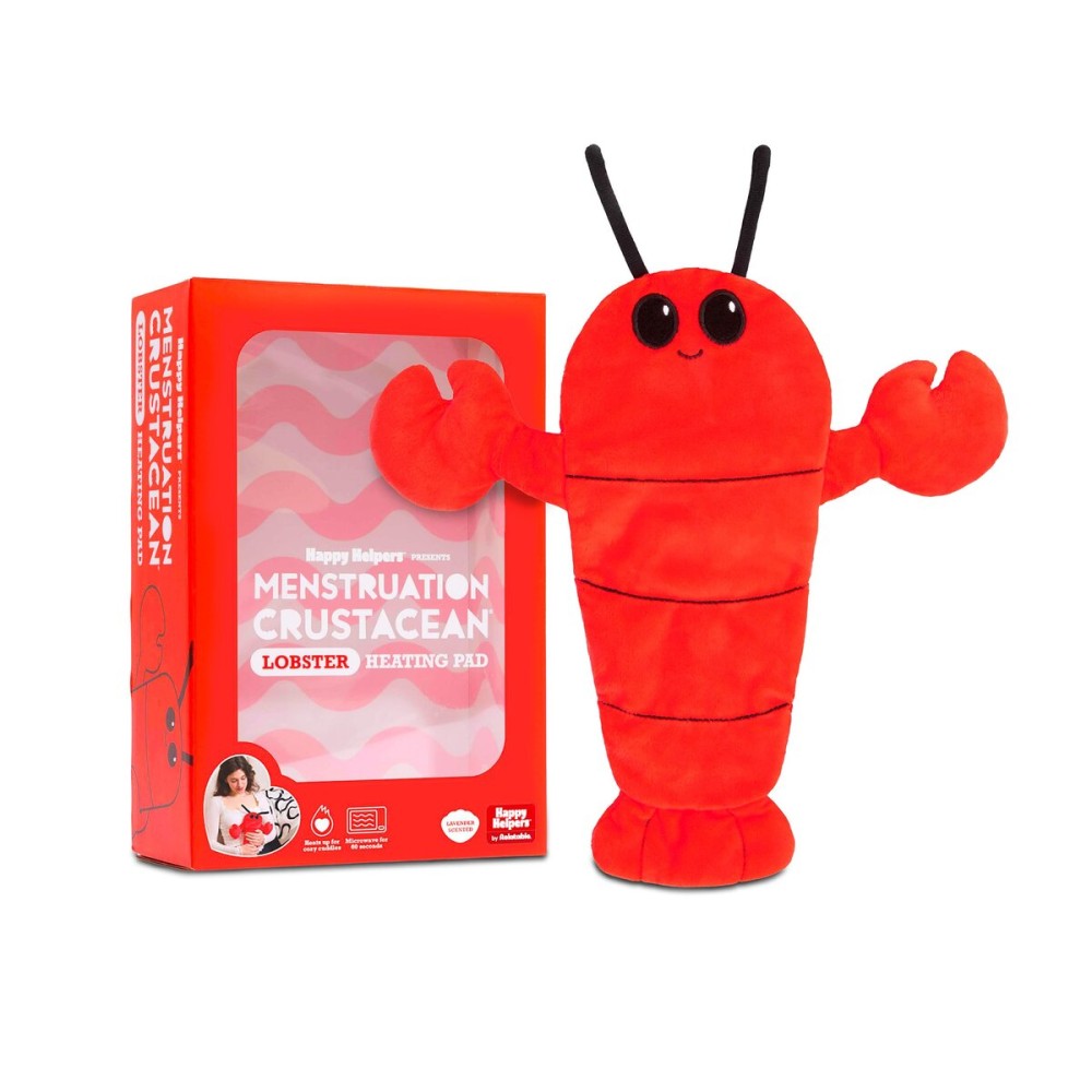 Menstruation Crustacean Lobster by Relatable, Funny Microwavable Heating Pad for Period Cramps, A Thoughtful Holiday Selft Care Gift or Stocking Stuffer for Teens, Women, and Friends