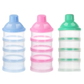 Accmor Formula Dispenser On The Go, 4 Compartments Stackable Formula Container for Travel, Baby Milk Powder Kids Snack Container, BPA Free