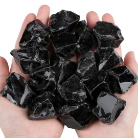 QINJIEJIE Black Obsidian Crystals Stone Raw Healing Crystal Bulk Gemstones Large 1 Rocks for Tumbling Cabbing Fountain Decoration Polishing Wire Wrapping Wicca Reiki Rough Stones