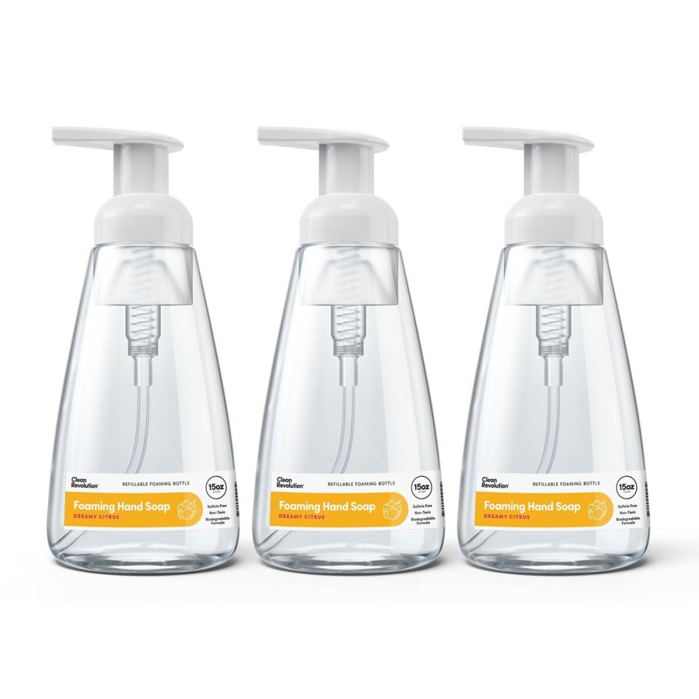 Clean Revolution Ready to Use Foaming Hand Soap | Three Pack | Jumbo 15oz Bottles | Gentle, Moisturizing & Eco-Friendly | Real Essential Oils | Dreamy Citrus, 15 Fl Oz (Pack of 3)
