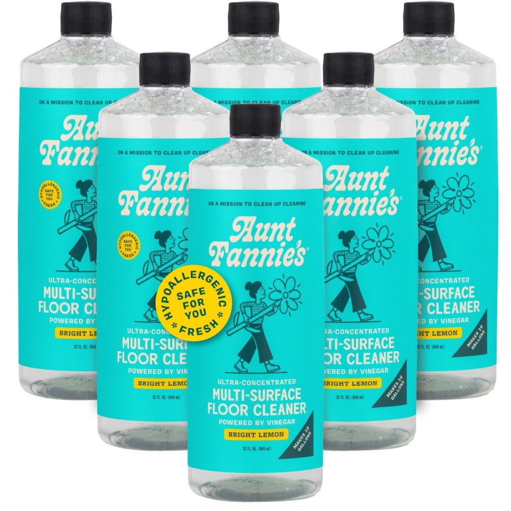 Aunt Fannie\'s Ultra Concentrated Floor Cleaner Vinegar Wash, Multi-Surface Solution For Mopping, Makes 16 Gallons, Bright Lemon Scent, 32 oz. (Pack of 6)